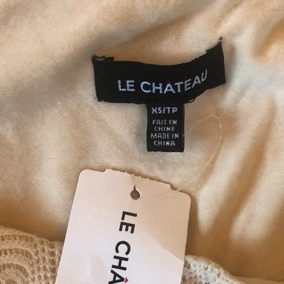 Le Chateau Cream Crochet Lace Mini Dress with Cap Sleeve Y2K Vintage - Picture 8 of 9